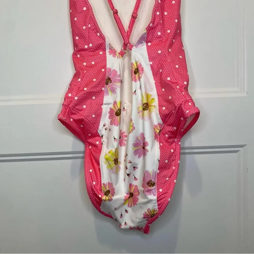 LoveShackFancy Shailee Floral One-Piece Swimsuit Bright Peony Pink XS NWT